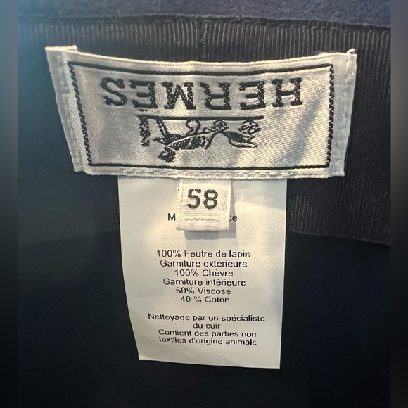 Hermes blue extra wide brim rope hat 100% rabbit hair felt 58CM - Picture 4 of 17